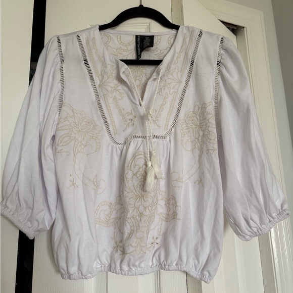 Forgotten Grace Tops - Chic White Embroidered Blouse